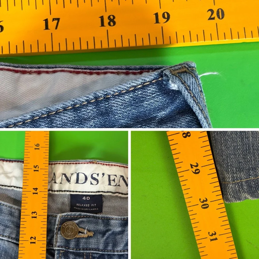 Lands End 100% Cotton Jeans Mens 40x30 Blue Traditional Relaxed Fit Denim Lot 2